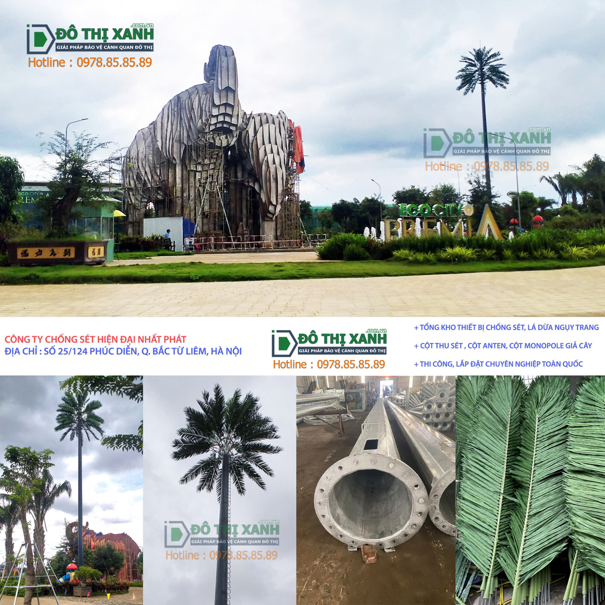 Cột chống sét cây dừa tại đại dự án Khu Đô Thị Eco Green City – Thành phố Buôn Mê Thuật