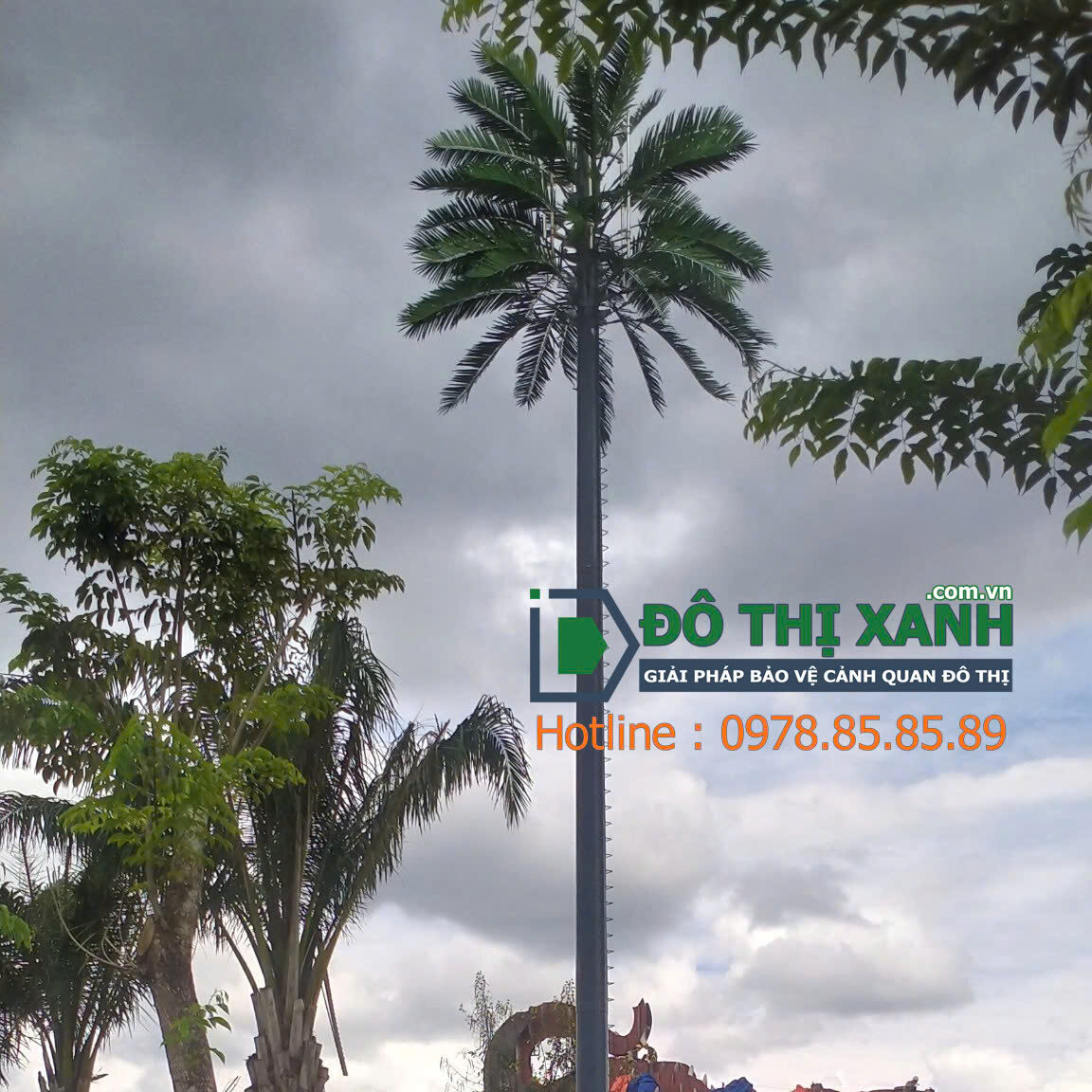Cột Monopole ngụy trang cây dừa dự án EcoGreen City (Buôn Mê Thuật) do Đô Thị Xanh cung cấp và lắp đặt