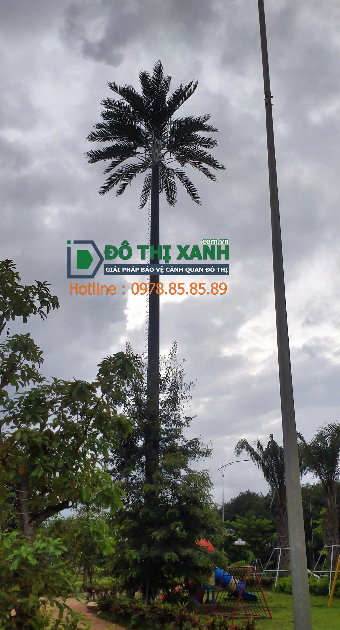 Cột Monopole ngụy trang cây dừa dự án EcoGreen City (Buôn Mê Thuật) do Đô Thị Xanh cung cấp và lắp đặt